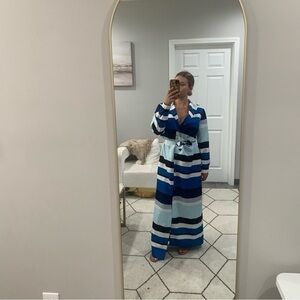 NWT CK BRADLEY Dress Monteith Caftan Button Down in Lexington Stripe Blue